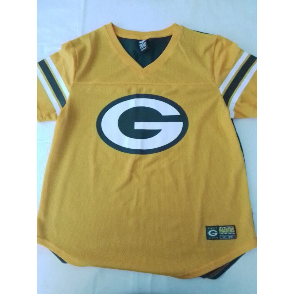 WOMEN'S GREEN BAY PACKERS SHORT SLEEVE MESH SHIRT. SIZE LARGE.